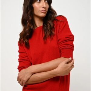 christmas sweater Selected Femme Wool Blend Vibrant Red Women's Crew  Sweater